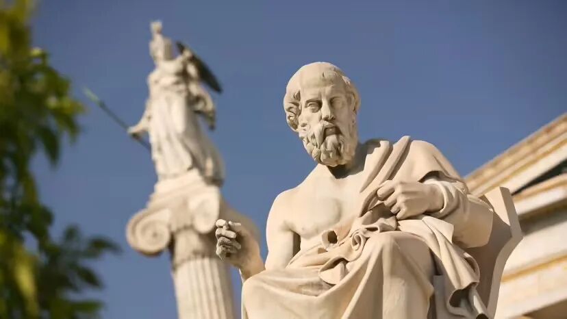 Plato’s statute stands outside the Hellenic Academy in Greece. Jon Hicks